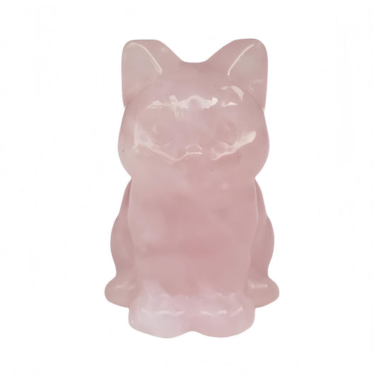 Bacatgem Natural Rose Quartz Big Faced Cat Crystals and Healing Stones Figures Collectibles,1.5 Inchs Hand Carved Gemstone Animal Sculpture Home Decor for Cat Lovers