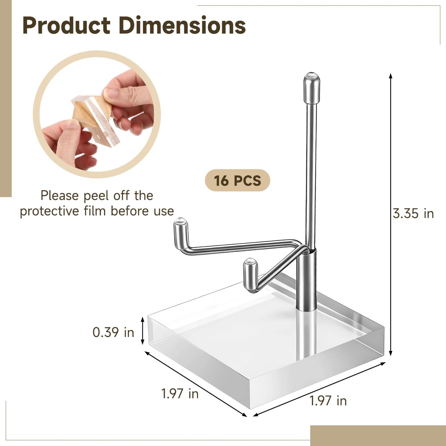 Skdqiee 16 Pcs Crystal Display Stands, Adjustable Metal Arm Mineral Holders, Silver Rock and Crystal Display Holders for Stones, Geodes, Fossils, Cards