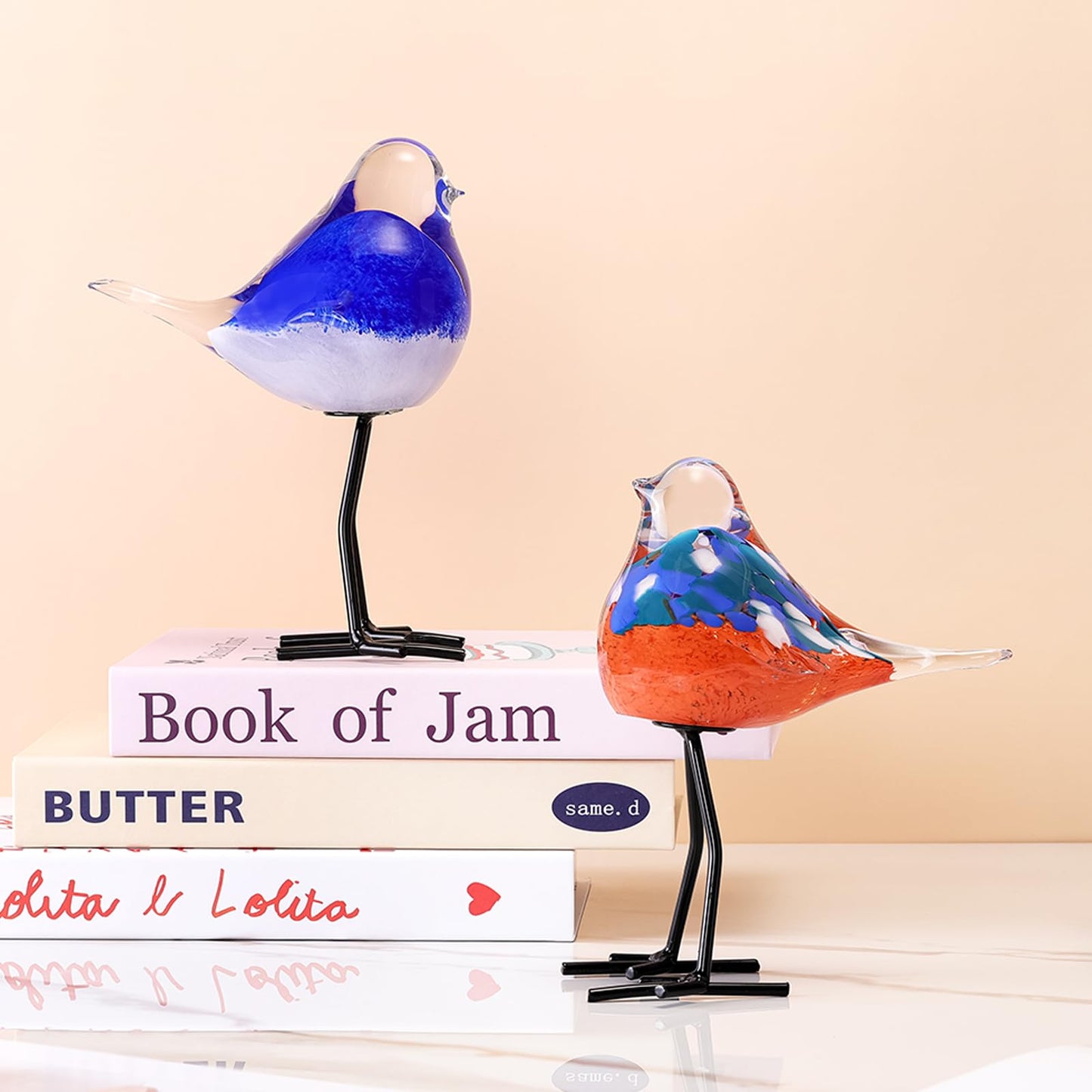 ORRFIDDY Glass Bird Figurines Art Collectible Ornaments Statue Figurines Modern Handmade Sculpture Home Decor