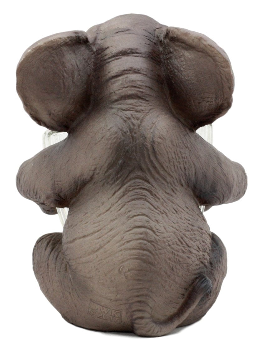 Ebros Gift Safari African Bush Elephant Decorative Glass Salt & Pepper Shakers Holder Figurine Decor 7"H Elephants Kitchen Bar Dining Accent