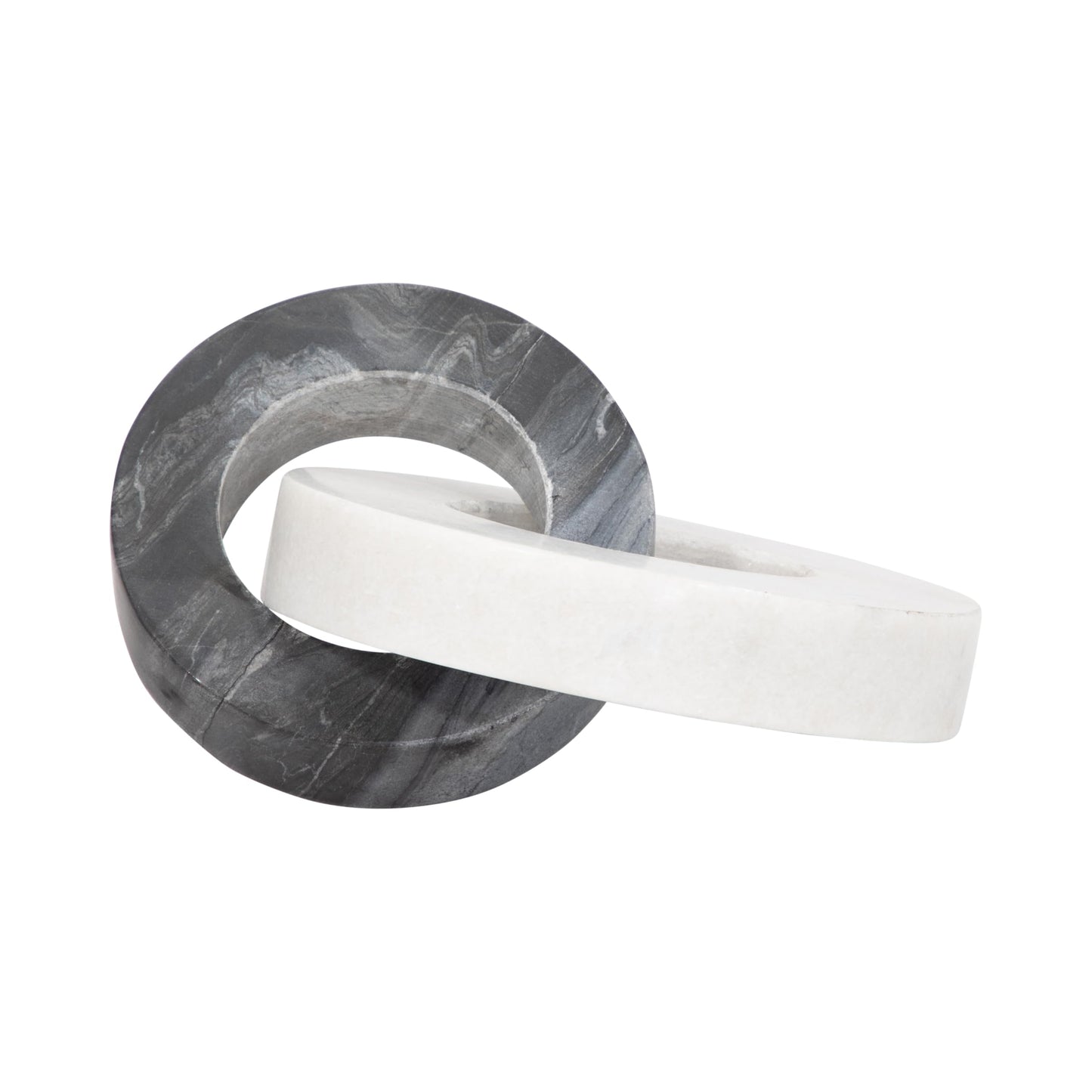 Home Decor and Bathroom Decor Marble Double Ring – Modern Shelf Sculpture and Office Accents for Room Styling – Coffee Table Ornaments and Living Room Decor Statues Design – 6", White & Black