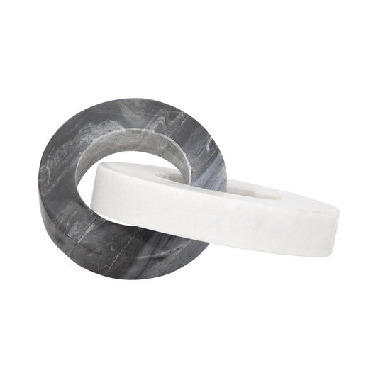 Home Decor and Bathroom Decor Marble Double Ring – Modern Shelf Sculpture and Office Accents for Room Styling – Coffee Table Ornaments and Living Room Decor Statues Design – 6", White & Black