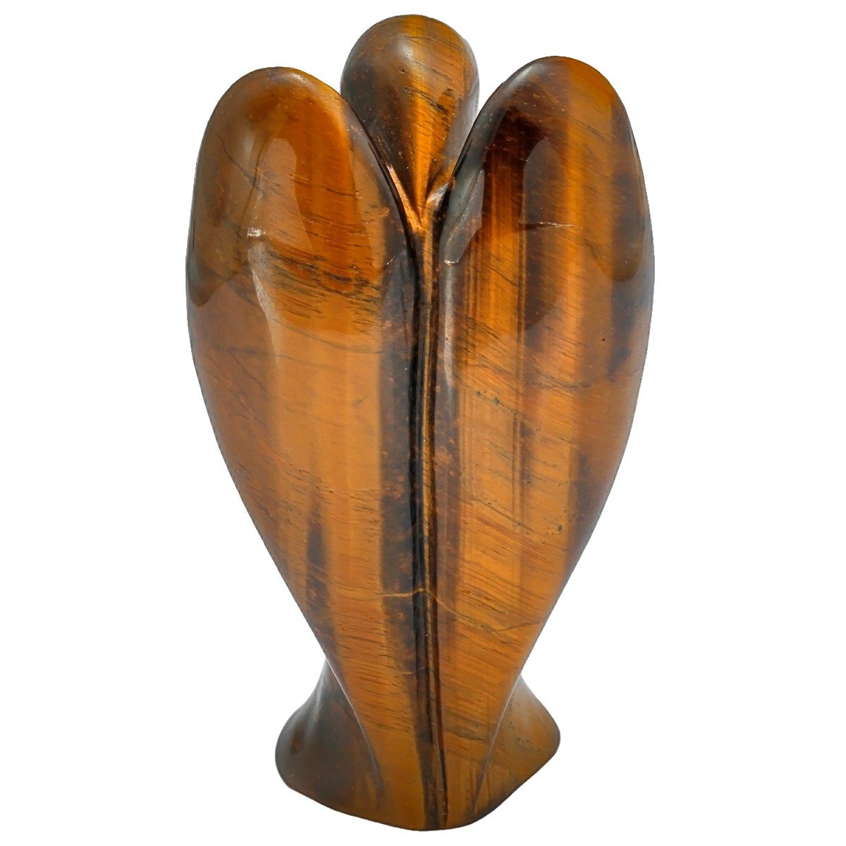 Rockcloud Healing Crystal Gemstone Carved Pocket Crystal Guardian Angel Figurines 3 inch, Tiger's Eye Stone