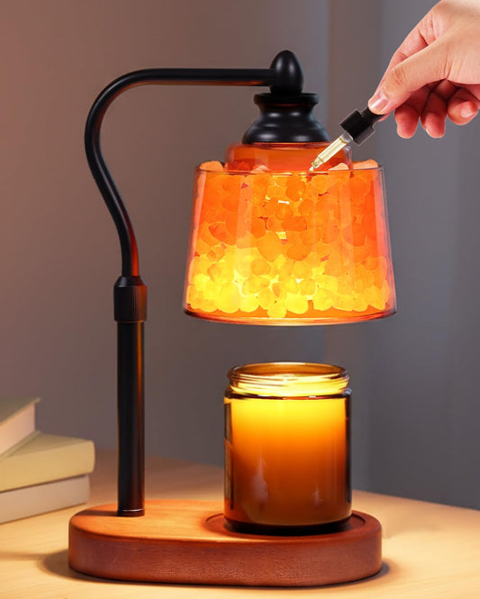 ZAXLZMHSD 3-in-1 Candle Warmer Lamp with Timer Dimmable, Himalayan Salt Lamp & Passive Diffuser, Gifts for Women, House Warming Gifts, Wax Melt Warmer for Jar Candles (Black)