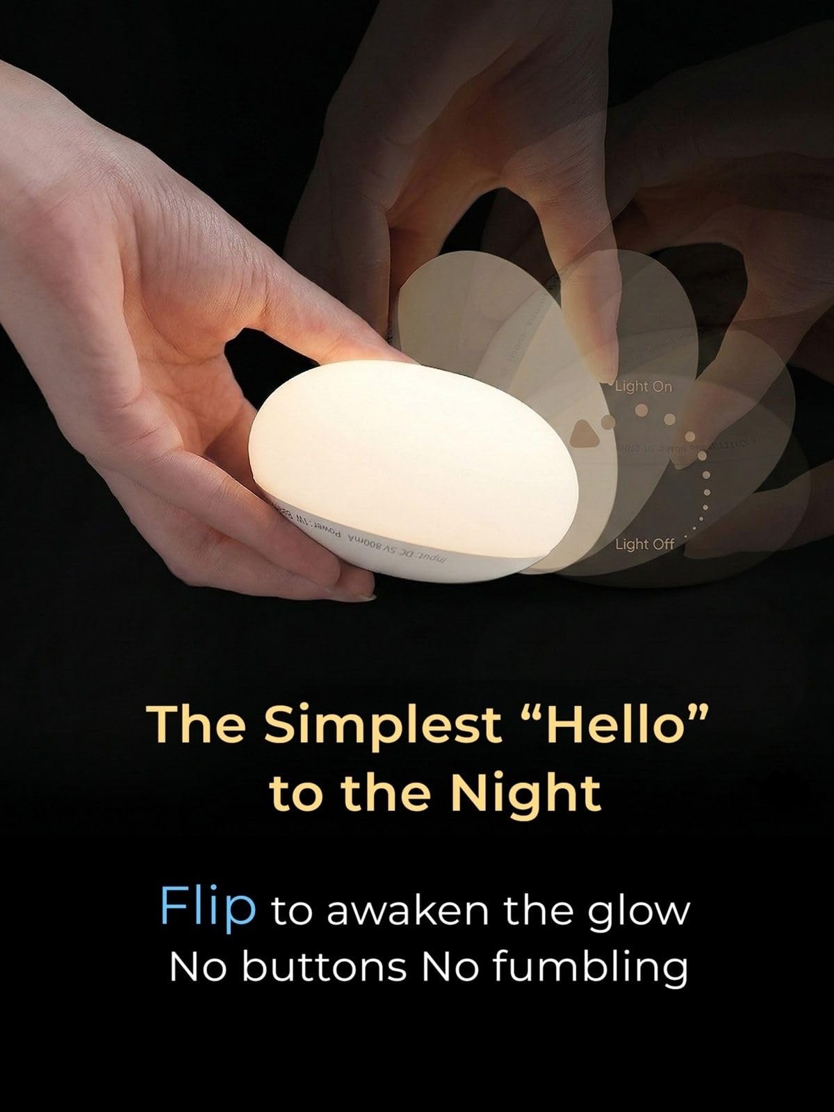 EASZZZ Baby Night Light, Nursery Night Lights for Breastfeeding, Soft BPA Free Silicone Touch Night Lamp, Eye Caring, Easy Flip Design, Stepless Dimming, 1-Pack