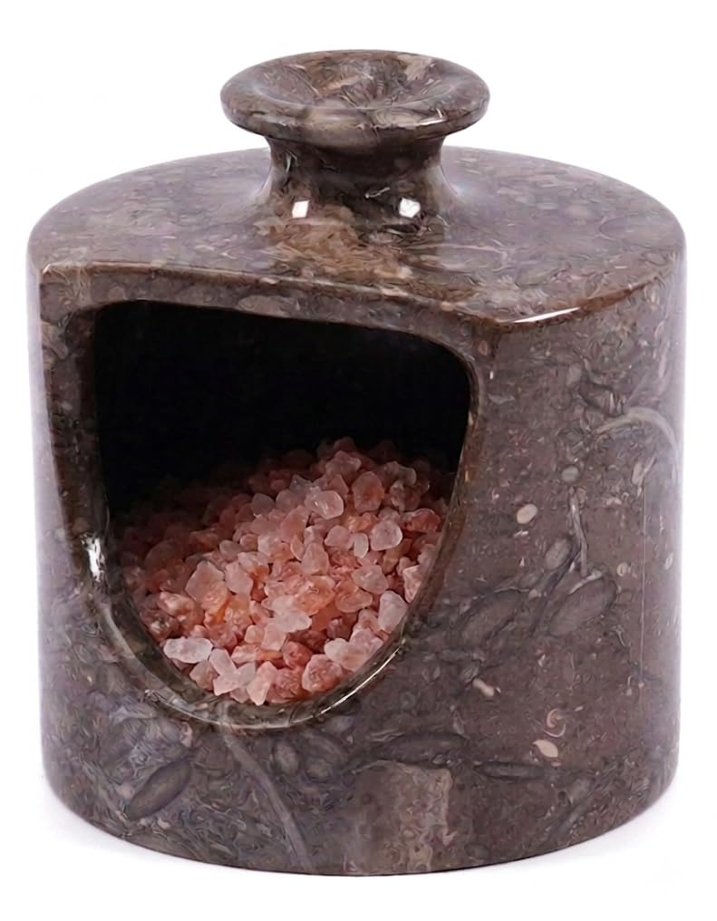 Radicaln Marble Salt Cellar 4.5" Inches Oceanic Handmade Salt & Spices Storage Container For Kitchen Countertop, Ideal Pig Salt Box, Salt Bowl & Spice Jar for Table Decor