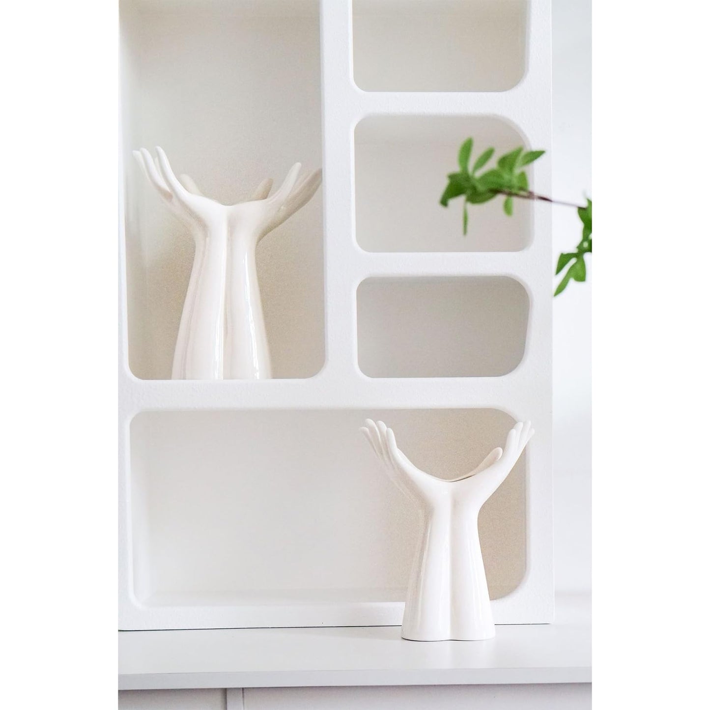 Romehaha Ceramic Hand Vase - Medium Sized Flower Vase for Shelves, Tables & Mantels - Elegant Hand Sculpture for Entryway, Living Room & Bookshelf Decor (Medium)