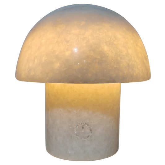 Rechargeable Mushroom Night Light - Dimmable Natural Marble Stone Table Lamp, LED Touch Light for Bedside, Meditation, Entryway, Gift Idea