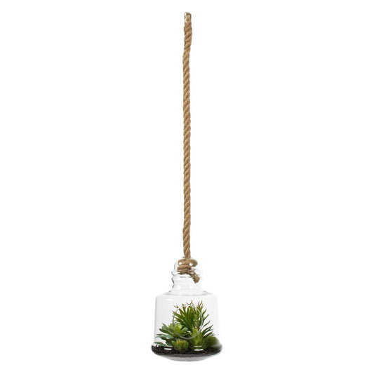 Vickerman Everyday 10" Artificial Green Assorted Succulents in Glass Jar - Faux Indoor Potted Plant - Greenery for Home Or Office Decor - Maintenance Free