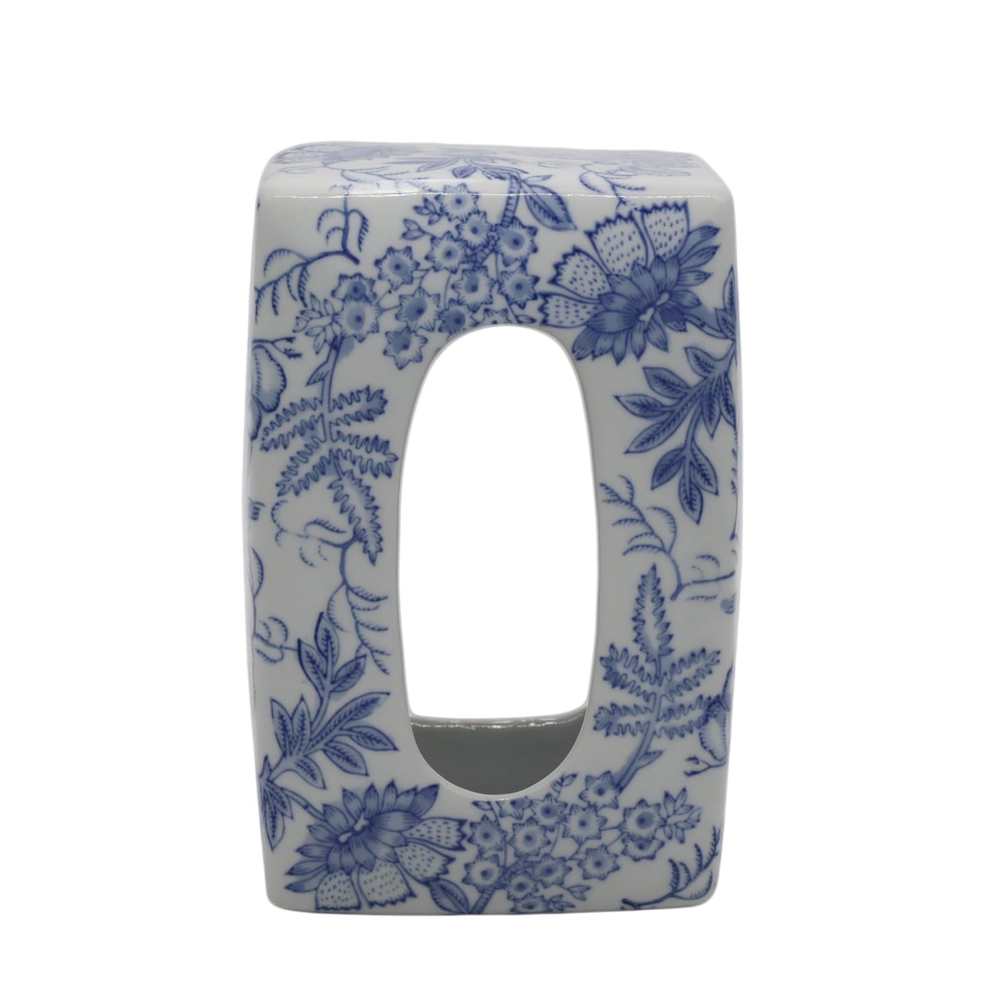 Ceramic Rectangular Tissue Box Cover Holder, Durable Healthy Ecofriendly Decorative Tissue Box Case Organizer Holder for Vanity Toilet Tank Dresser Night Stand Table Countertop，Blue and White A