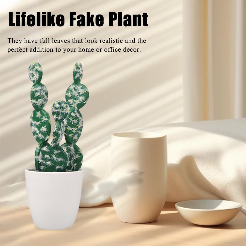 OULIGET Artificial Cactus Faux Plant,Lifelike Small Fake Plants Succulents Plant,Potted Plastic Succulents for Home Office Living Room Desk Decor Aesthetic,8 Inches