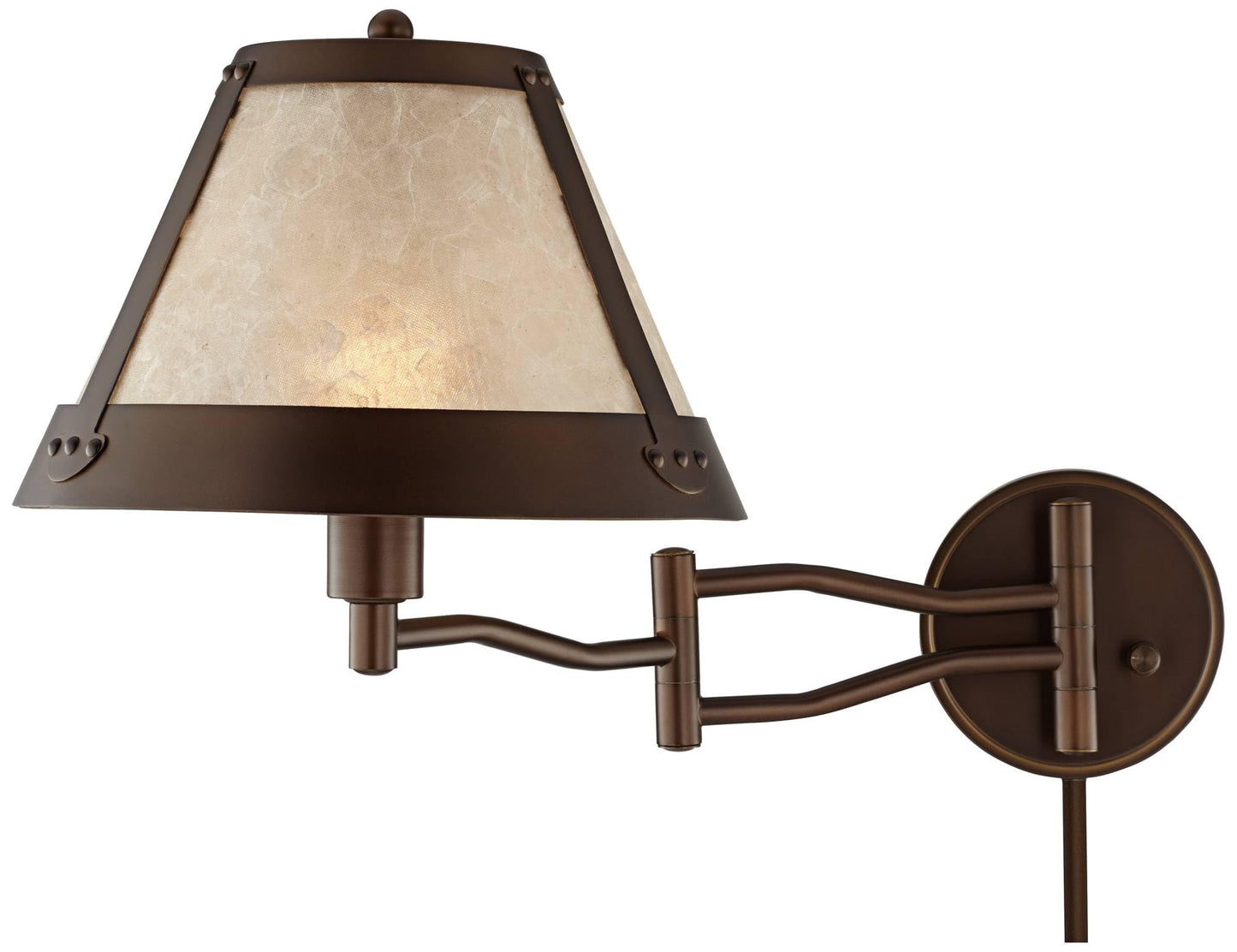 Franklin Iron Works Samuel Mica Shade Plug-in Swing Arm Wall Lamp with Cord Cover Set of 2