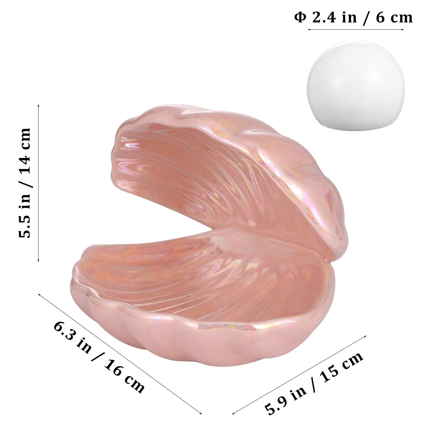 IMIKEYA Shell Pearl Light, LED Ceramic Pearl in Shell Night Light Desktop Portable Ocean-Inspired Seashell Lamp for Bedroom Home Decor, Pink