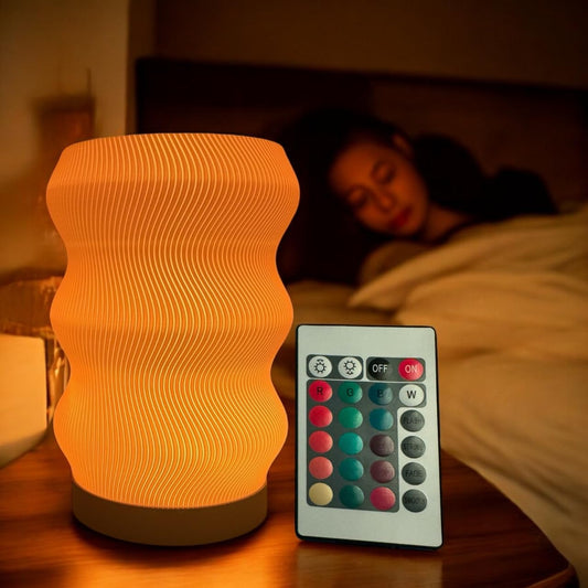 Delta Loom Wave Table Lamp - Modern Bedside Light for Bedroom, Desk, Nightstand, or Office - Mood Lighting Lamp - Eco-Friendly Gift Idea - Unique Home Decor - LED Night Light (Mini)