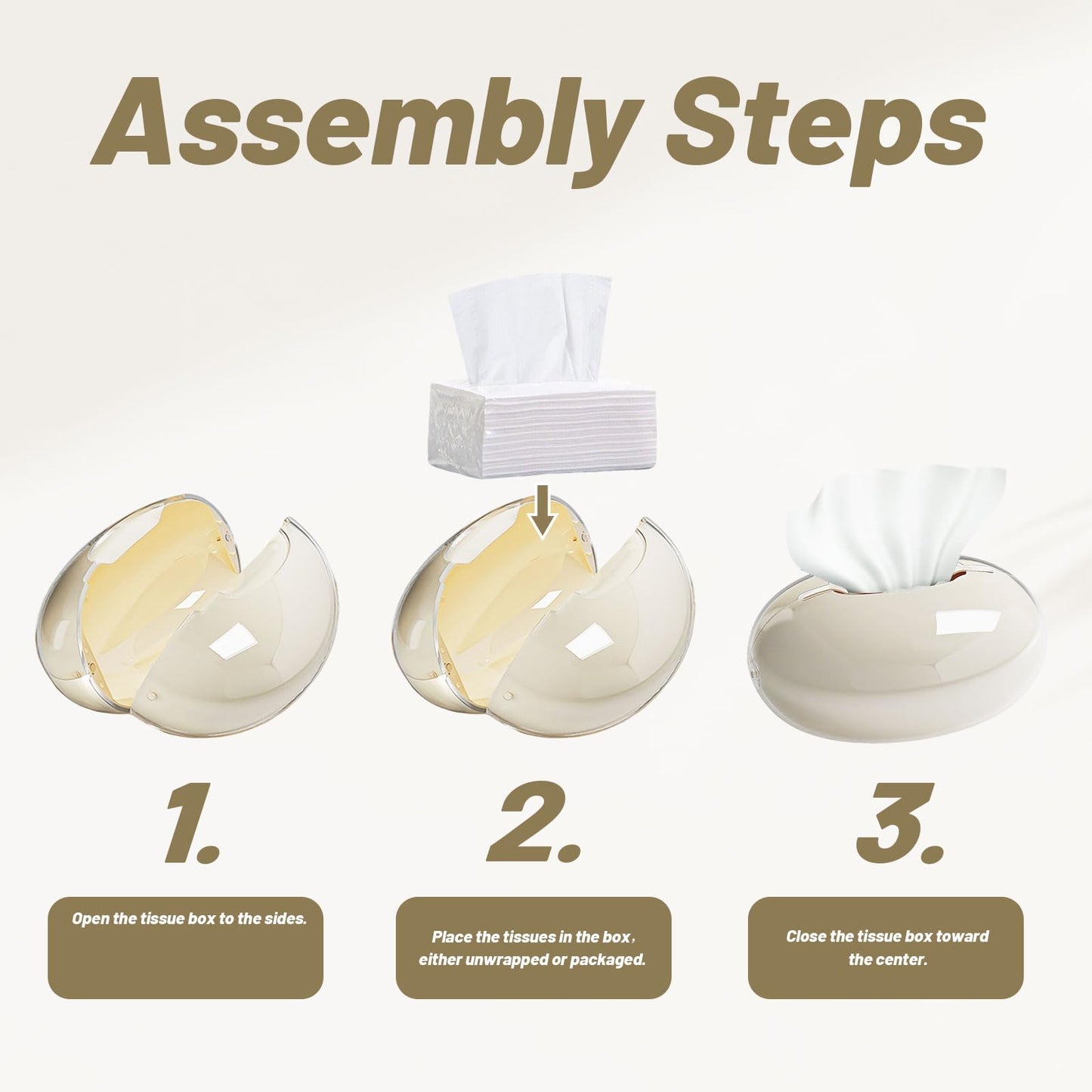Modern Tissue Box Cover for Home and Office – Magnetic Lid Oval Tissue Holder, Inside Dimensions 8.07" × 5.91" × 3.44", Decorative Clear Double-Layer Plastic, Luxe Home Decor (Cream)