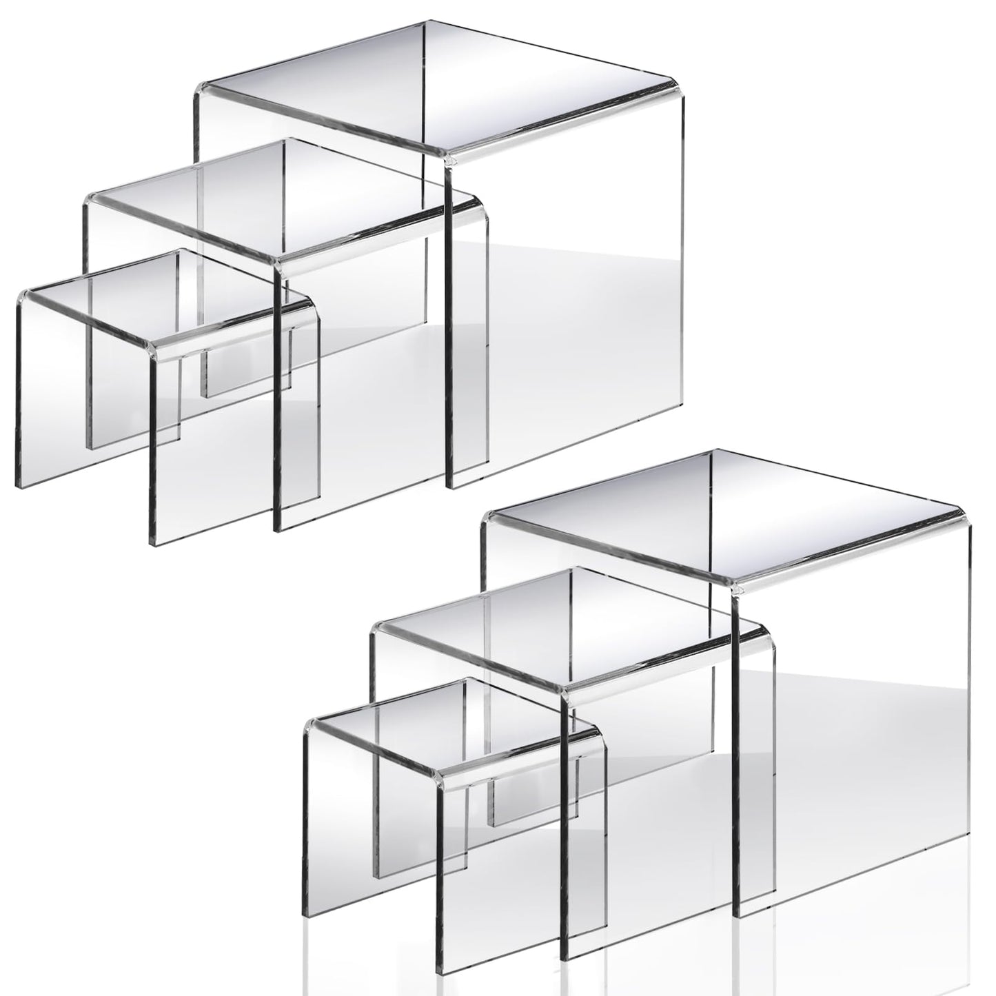 Fixwal 2 Set Acrylic Display Risers Cupcake Stands Clear Dessert Table Display Set, Display Shelf for Funko POP Figures-3"x4"x5"