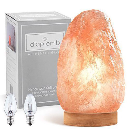 d'aplomb 100% Authentic Natural Himalayan Salt Lamp; Medium Hand Carved Natural Chunk Pink Crystal Rock Salt from Himalayan Mountains; Dimmer Cord; 7 lbs