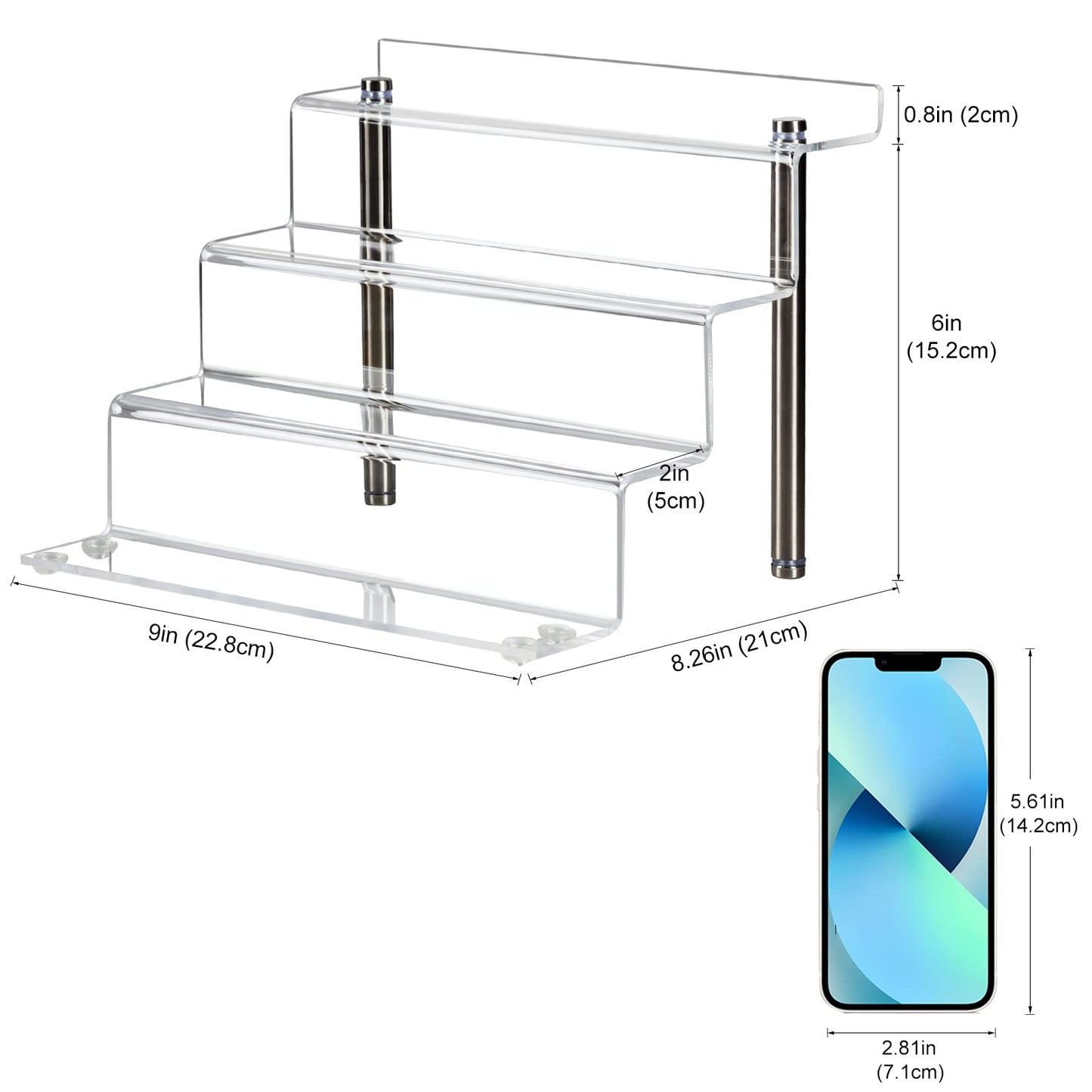 LileZbox 9 x 6 in Acrylic Display Risers Shelf for Pops Figures, 4 Tier Perfume Organizer Stand, Dessert Shelves for Party, Clear Display stand for Decoration and Organizer