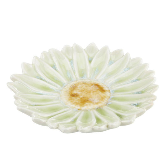 47th & Main Decorative Trinket Tray Flower Shaped Glazed Stoneware Dish for Home Décor, 6" Diameter x 1" Deep, Gerbera Daisy