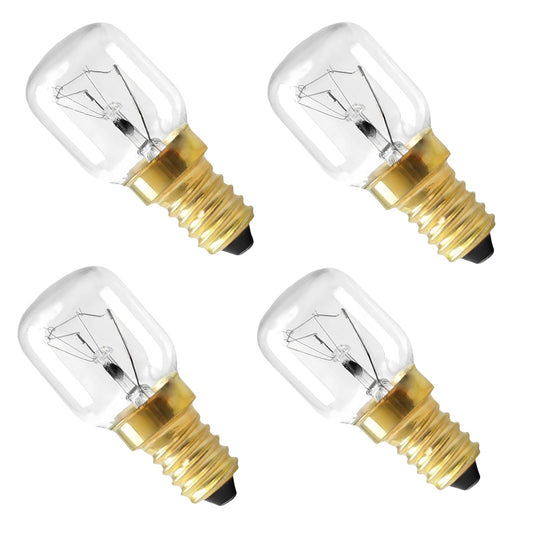 4 PCS WPW10412711 Microwave Oven Bulbs, E14 25W 2700K 110V~130V Microwave Bulbs, Suitable for Whirlpool, Maytag, Amana, IKEA AP6021092 PS11754413 EAP11754413 High-Temperature Resistant Bulb 300°C