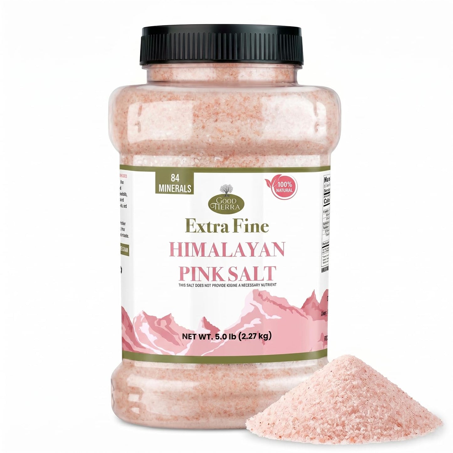 Good Tierra Himalayan Pink Salt in Jar - Extra-Fine Grain - 5 lb.