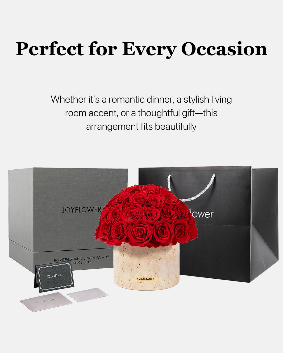 JoyFlower Preserved Flowers Vase, Yellow Cave Stone Flower Vases for Centerpieces, Eternal Flower Decorations for Party Home Living Room Bedroom Coffee Table, Red Flower Vase Unique House Decor