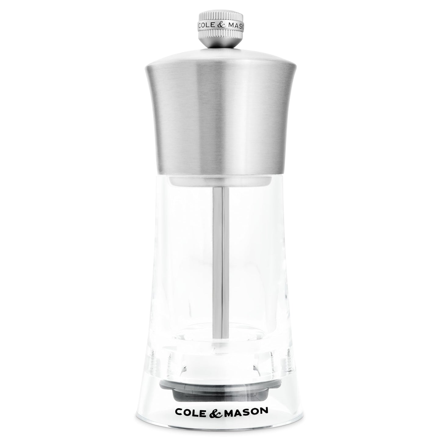 Cole & Mason Bromley Pepper Mill, Ceramic Mechanism with Adjustable Coarseness, Acrylic/Stainless Steel Pepper Grinder, 150mm, Lifetime Mechanism Guarantee