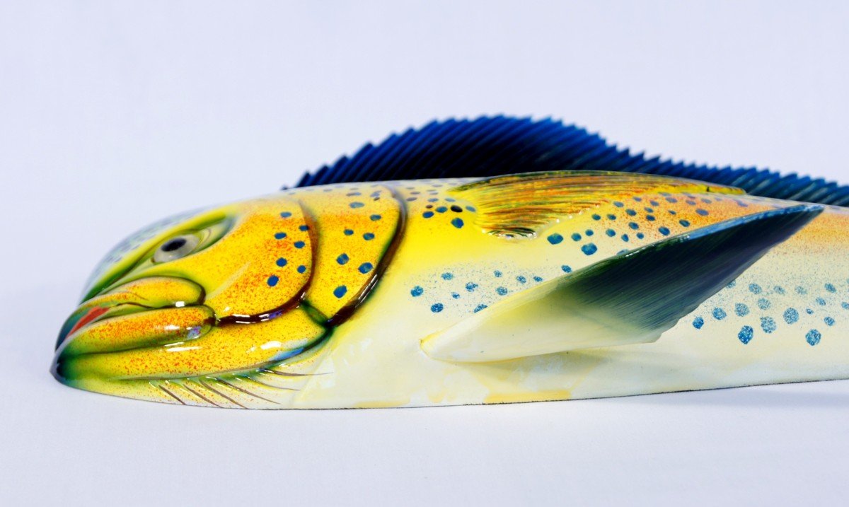 Handpainted Jumbo Green Dolphin Mahi Mahi Wall Mount Decor Plaque Saltwater Game Fish Replica 48