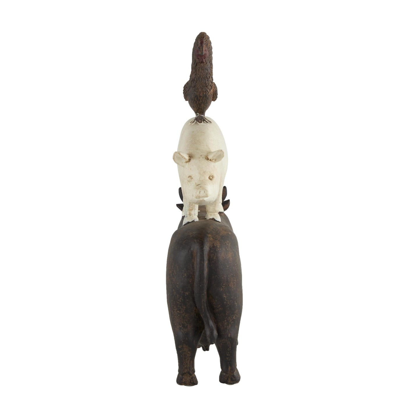 Deco 79 Polystone Farm Animals Decorative Sculpture Stacked Home Decor Statue, Accent Figurine 11" x 3" x 14", Brown