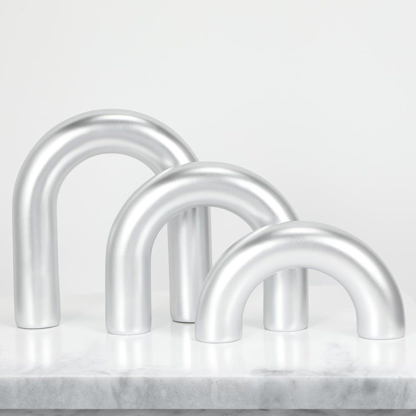 HMASYO 3Pcs Sliver Arch Decorative Objects Statue, Coffee Table Bookshelf Aesthetic Decor for Living Room Bedroom, Knick Knacks Home Table Top Decor for Shelves Boho Office Decor