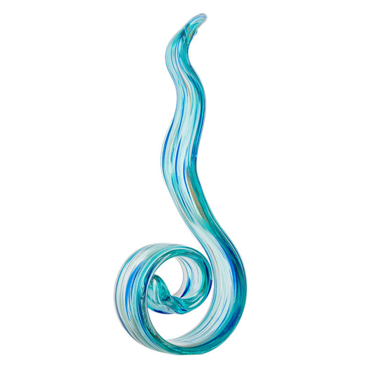 ORRFIDDY 11.4" Tall Hand Blown Glass Sculpture, Murano Style Art Glass Figurine, Modern Coastal Home Decor Accent for Shelf, Table, TV Stand, Living Room Decoration