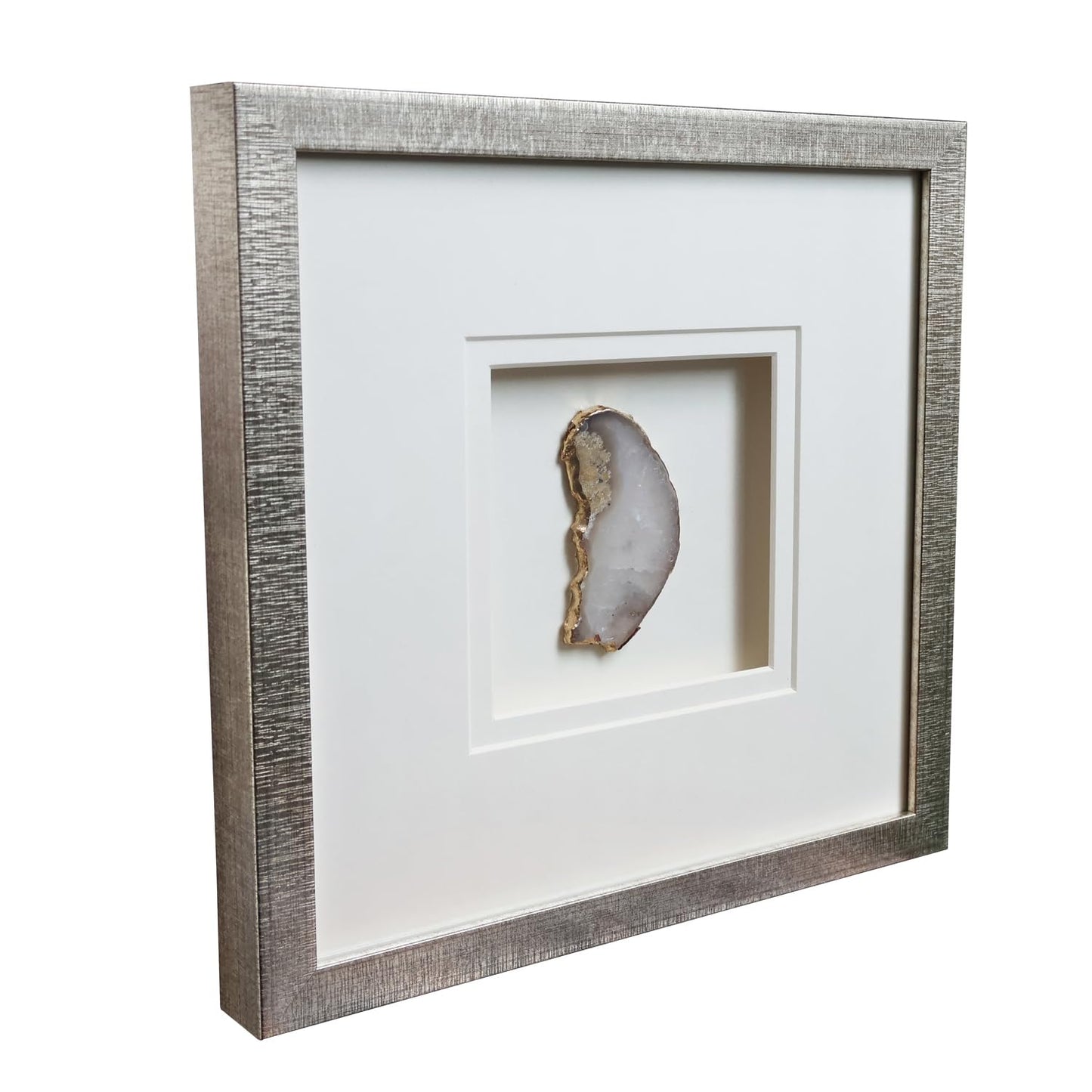 Agate Wall Decor,3d Bathroom Wall Art Paintings,Living Room Decor Aesthetic,Silver Framed Canvas Wall Art Prints for Bedroom,Kitchen,Office,Stone Artwork for Walls,Dining Room,Textured Decorations