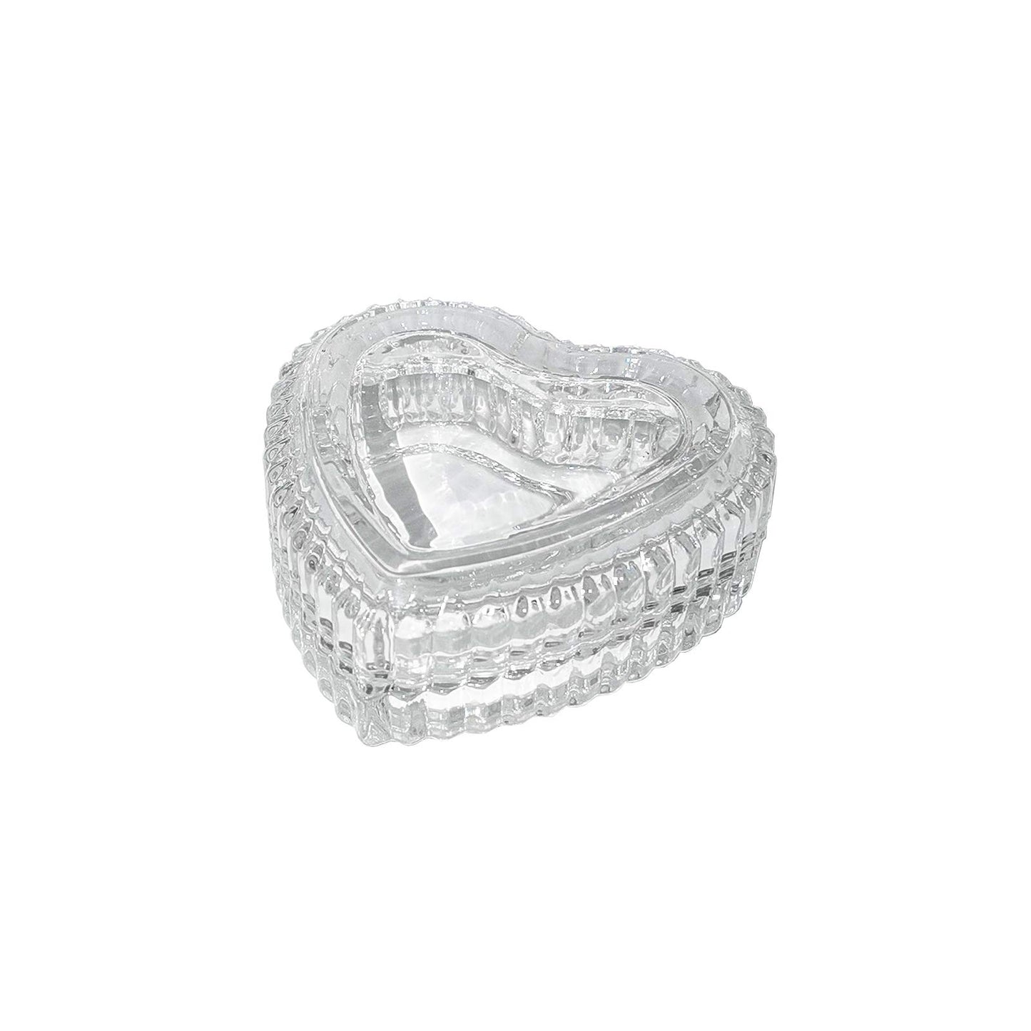 JOYSIP Clear Crystal Heart Shape Jewelry Tray for Girls, Women's Small Covered Trinket Storage Organizer Box