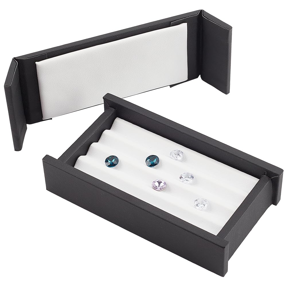 PH PandaHall Gems Storage Container 4 Slot Diamond Display Boxes Gemstone Jewelry Box Show Case Storage Box Holder with Lids and Velvet for Gems Coins Jewelry Displaying and Gift Packing