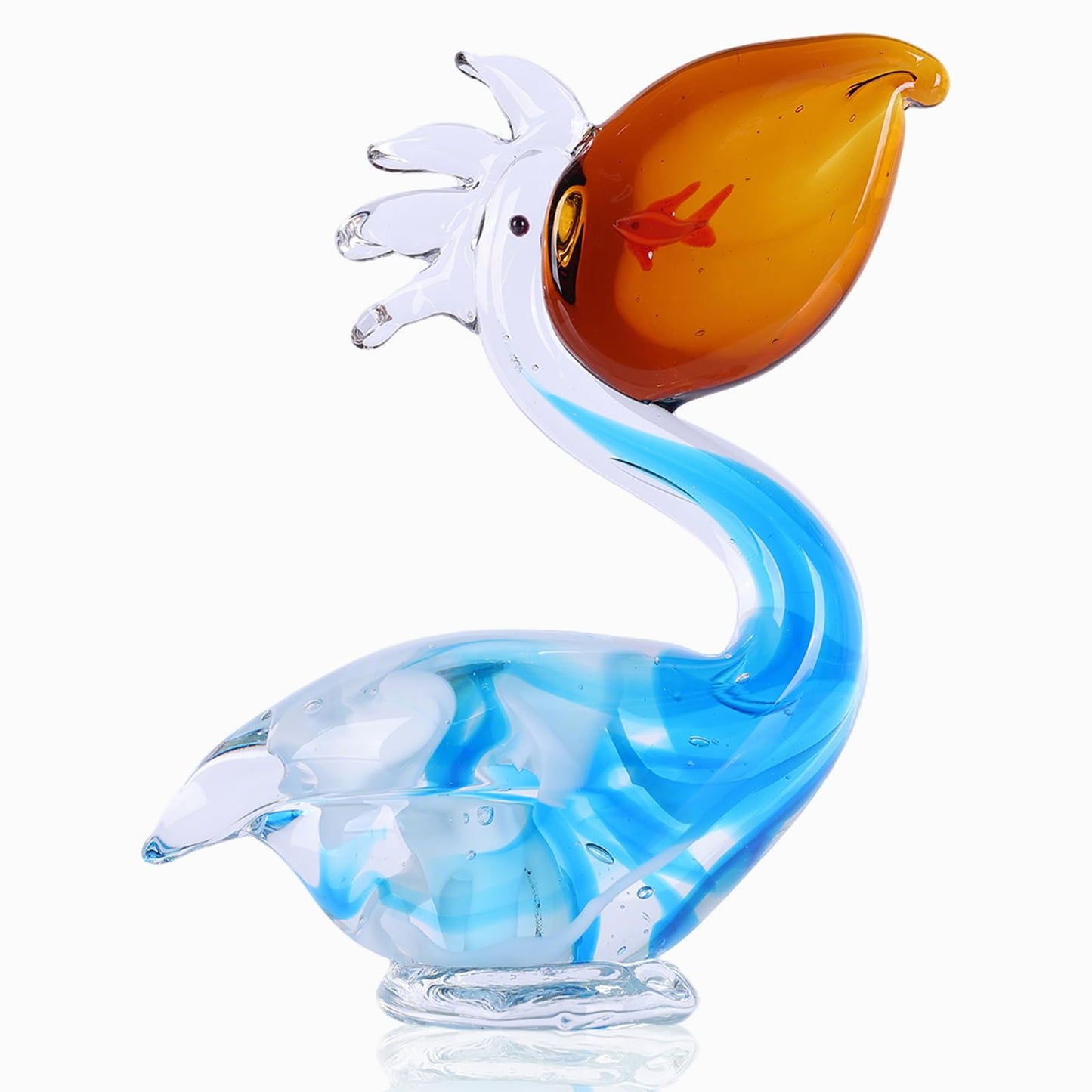 DOVDOV Hand Blown Glass Sculpture, Blue Glass Bird Figurine, Modern Home Decor piece, Perfect for Display on Living Room Bookshelves, mantelpieces, TV Stands, or entryway Tables.