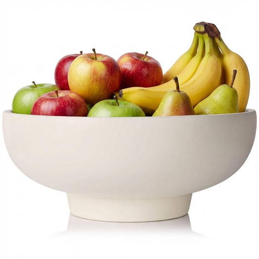 Resin Cream Pedestal Bowl for Home Decor - Modern Decorative Matte Black Fruit Bowl for Kitchen Counter, Entryway or Coffee Table or Table Decor - Centerpiece Bowls for Keys, Fruit, Candy (Natural)