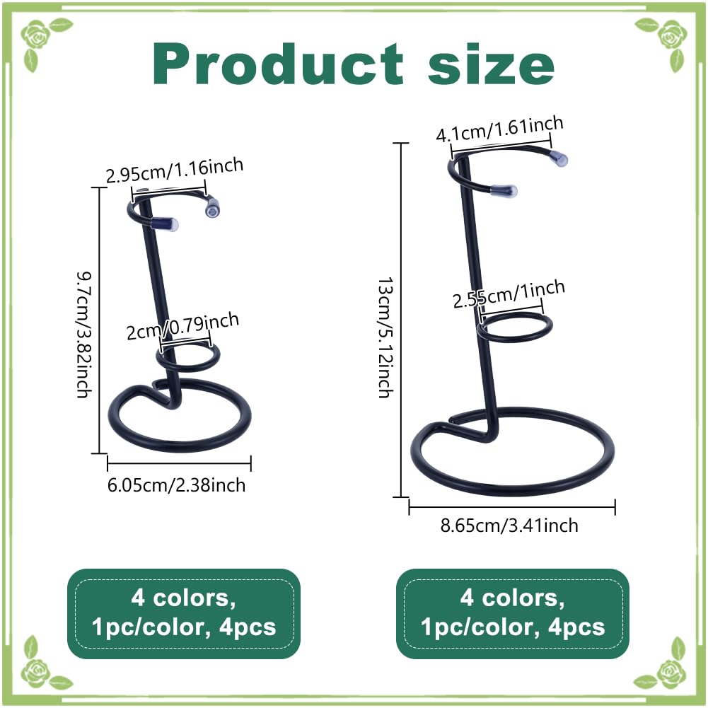 NBEADS 8 Pcs 2 Sizes Crystal Wand Display Stand, Iron Arms Display Stand Display Easel Holder for Small Gemstones Crystal Mineral Agate, 4 Colors