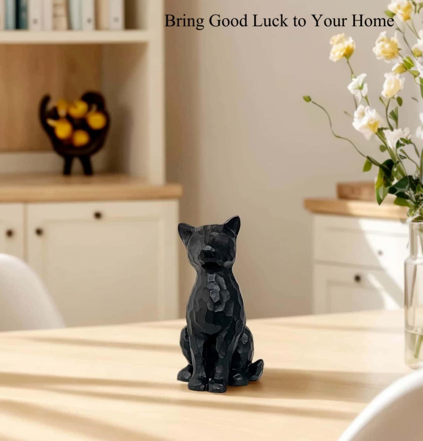 JWT Astyle Black Cat Figurines Statue Home Decor Gifts for Women Cat Lovers ,Colletiable Carved Resin Cat Memorial Gift Knick Knacks for Shelf Desktop Office Decorations