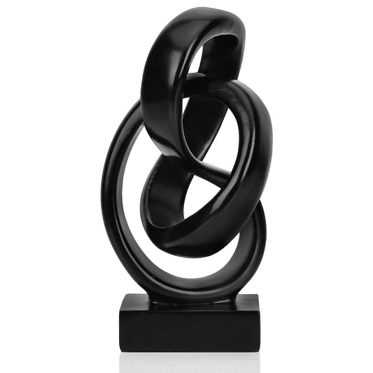 DOVDOV Abstract Black Knot Sculpture, Geometric Decor, Black Decorative Piece for Living Room Coffee Table or Bookshelf Top, Office Coffee Table or Entryway Console Decor.