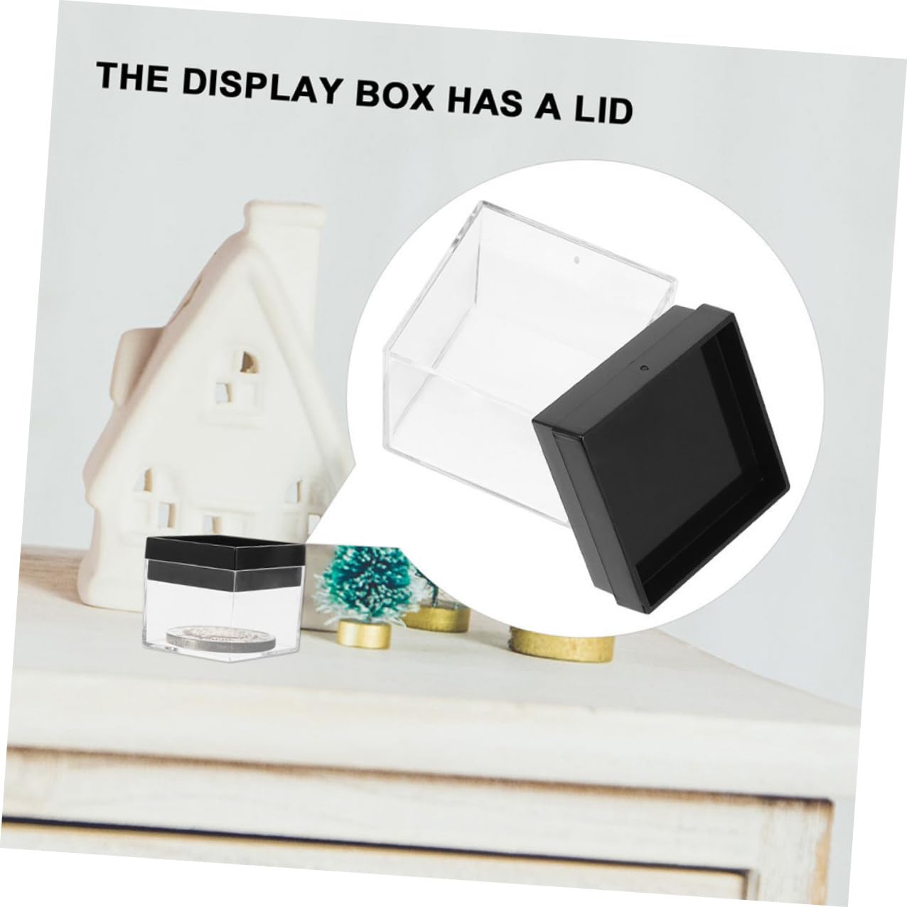 DEARMAMY 15 Pcs Transparent Display Boxes 1.06 Inch Cube Mineral Specimen Storage Cases Clear Square Organizer for Collectibles and Stones