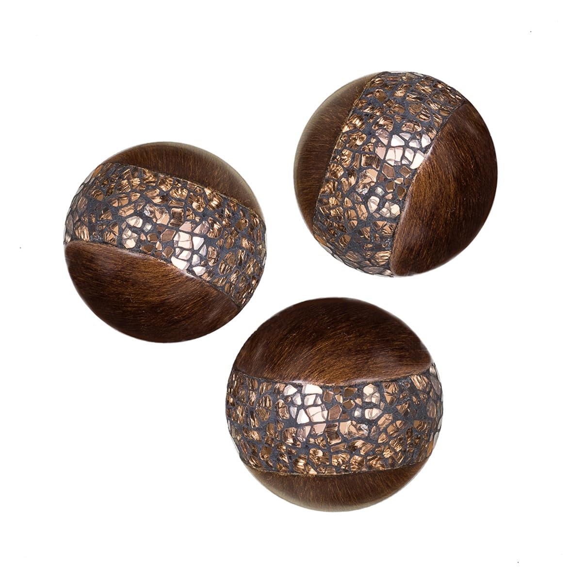 Creative Scents Schonwerk Brown Walnut Decorative Orbs for Bowls and Vase Fillers (Set of 3) Resin Sphere Balls for Living, Dining Room, Coffee Table Centerpiece Home Decor - Great Gift Idea