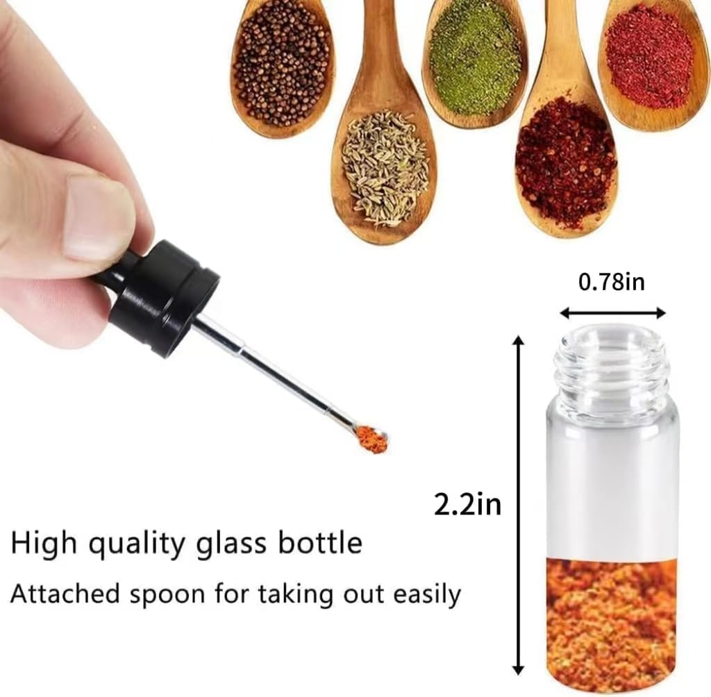 4 Pack Mini Glass travel spice containers, Waterproof Leak-Proof Keychain Seasoning Containers, Portable Small Storage Jars for Kitchen, Travel, Office, Camping & Outdoor Use
