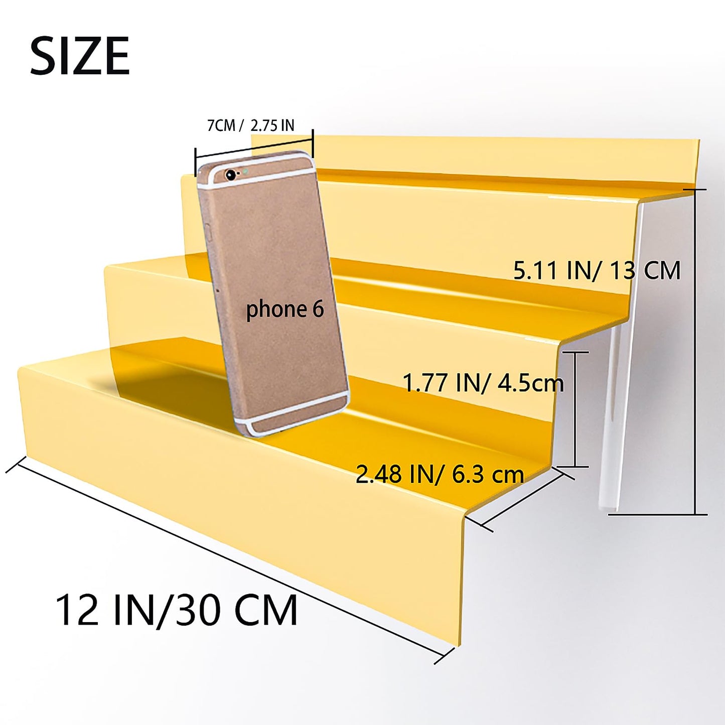 YMVV 12 IN Mirror Gold Acrylic 3 Tier Display Riser Perfume Organizer, Perfume Cologne Organizer Holder, Pops Toy Figures, Clear Cupcake Riser, Dessert Shelf