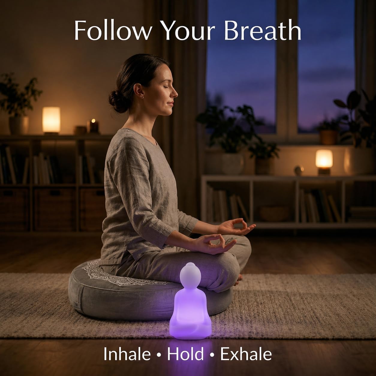 GAGAGIGO Meditation Cushion Set with Buckwheat Zafu, Breathing Light, Singing Bowl, Eye Pillow & Affirmation Cards – Meditation Kit for Beginners, Mindfulness Gift Set for Stress Relief & Yoga