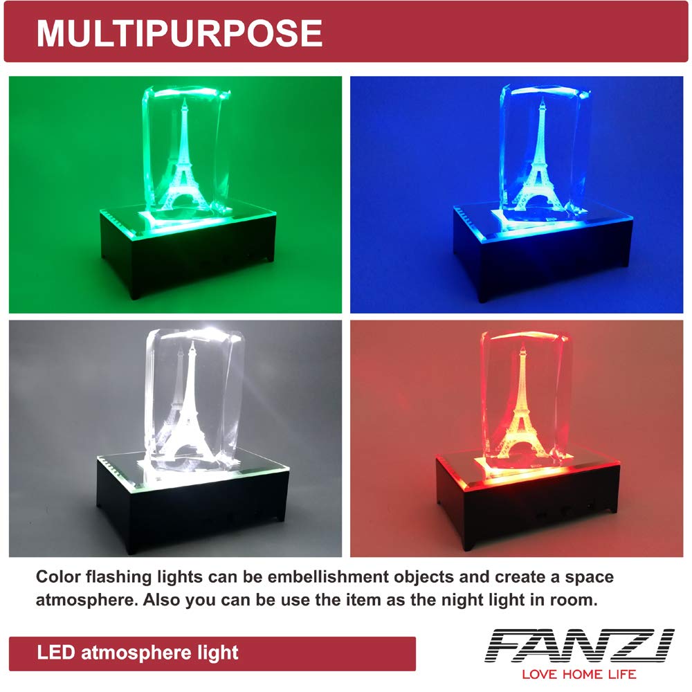 FANZI LED Rectangular Light Display Base for Crystals Glass Art Light Display Stand 3D LED Lights Ornament Lamp - Black