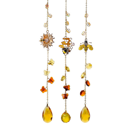 Crystal Sun Catcher Bee Rainbow Maker Hanging Suncatchers Window Decor Christmas Ornaments for Tree Gift for Mom Women Set of 3