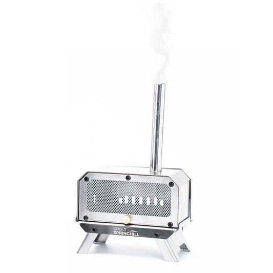 GOOUT SPRINGHILL Incense Burner & Mini Portable Stove - Compact Foldable with Detachable Ash Catcher, 3.9x2.4x6.5 Inch Stainless Steel, Silver