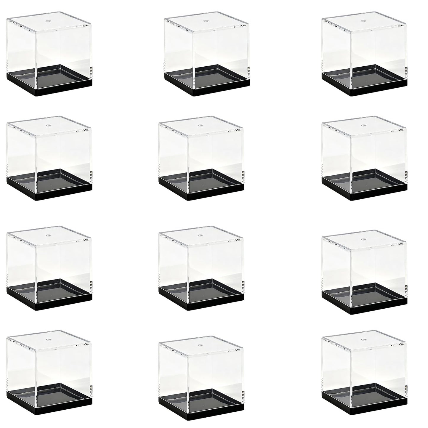 12 Pcs Cube Display Box, 1.77x1.77x1.77Inch Mineral Sample Case, Clear Display Case Specimen Box Suitable for Storing Ores, Crystals, Collectibles, Action Figures, and Miniature Models