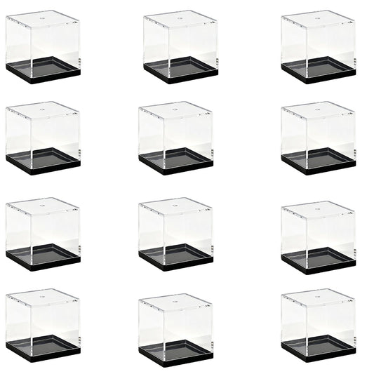 12 Pcs Cube Display Box, 1.77x1.77x1.77Inch Mineral Sample Case, Clear Display Case Specimen Box Suitable for Storing Ores, Crystals, Collectibles, Action Figures, and Miniature Models