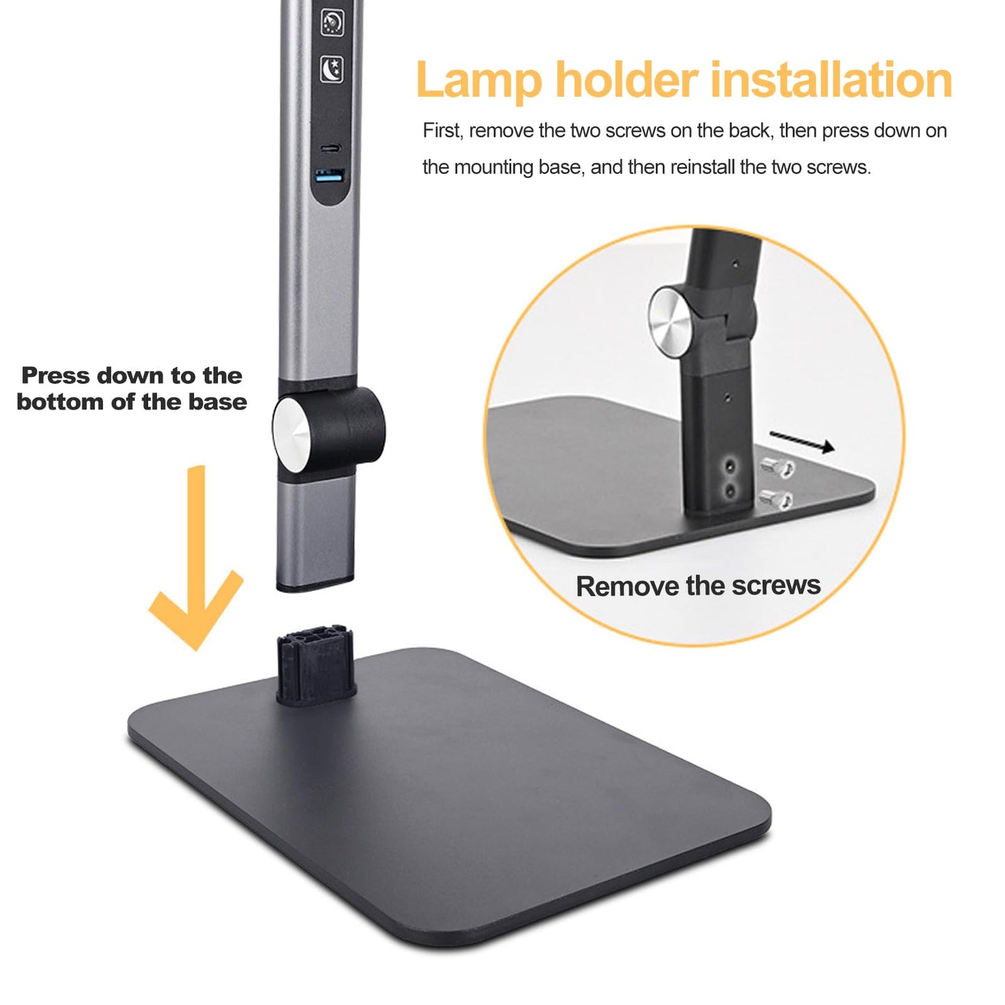Soluneve LED Desk Lamp for Home Office with Full Spectrums Eye Care, 5 Color Color 5 Brightness, 4-Axis Flexible Rotation, Dual Output Charging, Memory & Timer Func, Desk Lamps with Small Night Light